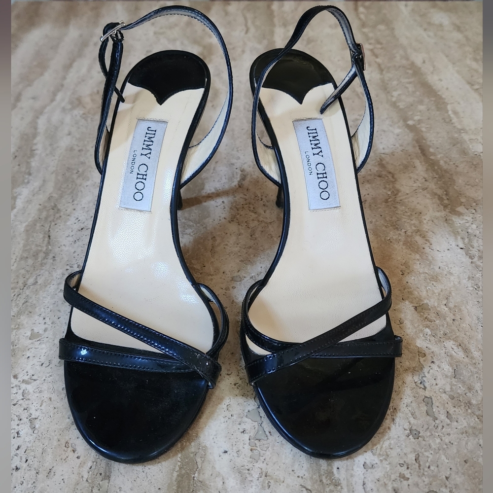 Jimmy Choo Patent Leather High Heel Strappy Sandals